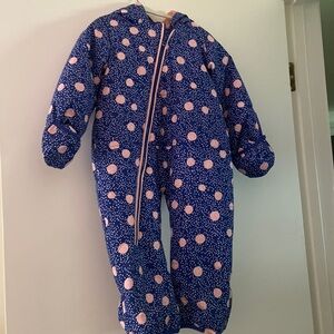 Roxy Infant Girls' pink dot and confetti Snow Jumpsuit size 24 months
